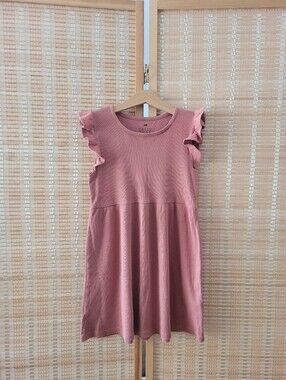 H&M Dusty Rose Ruffle Sleeve Knit Dress